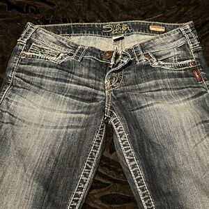 Silver Jeans Women's Dark Blue Straight Leg Jeans